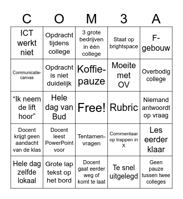 COM bingo Card