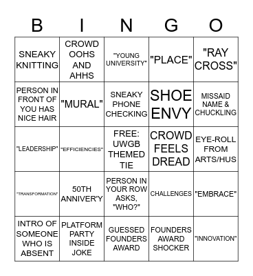 Convocation Bingo Card