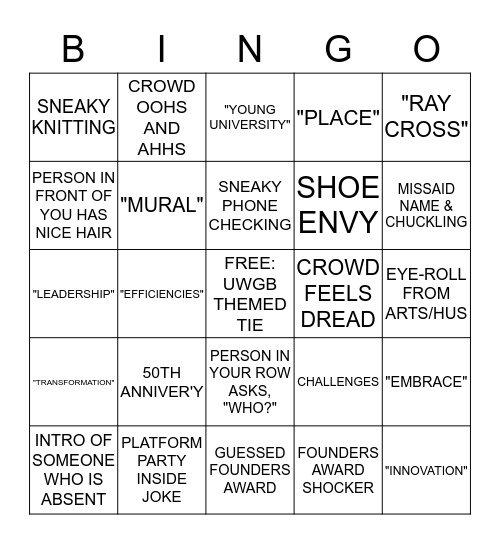 Convocation Bingo Card