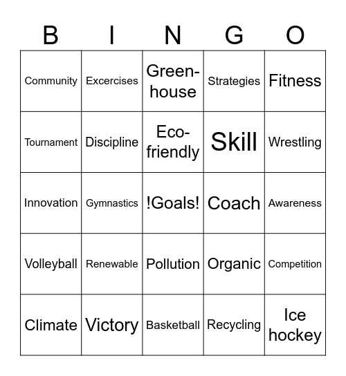 Sports & Sustainability Bingo Card