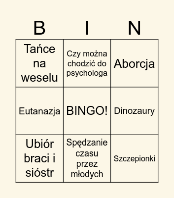 Bingo odpowiedzi na pytania Bingo Card