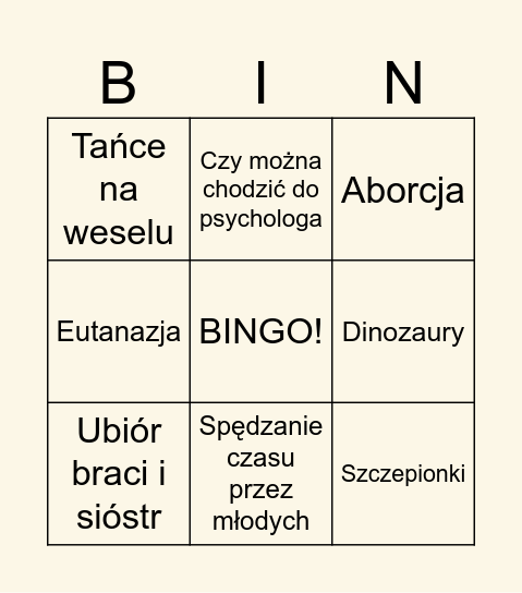 Bingo odpowiedzi na pytania Bingo Card