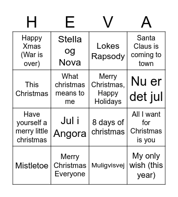 JULEMUSIK BANKO Bingo Card