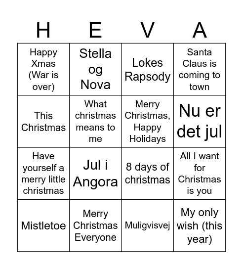 JULEMUSIK BANKO Bingo Card