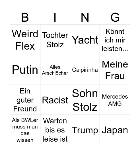 Montags Bingo Card