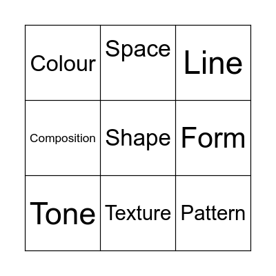 Formal Elements Bingo Card