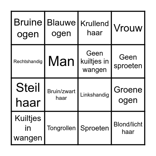 BINGO Erfelijkheid Bingo Card