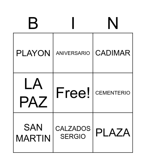 BINGO DE ROBERTS Bingo Card