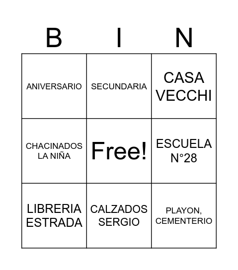 BINGO DE ROBERTS Bingo Card