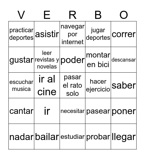 VERBO BINGO Card