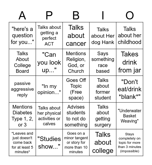 Furlong Bingo Card