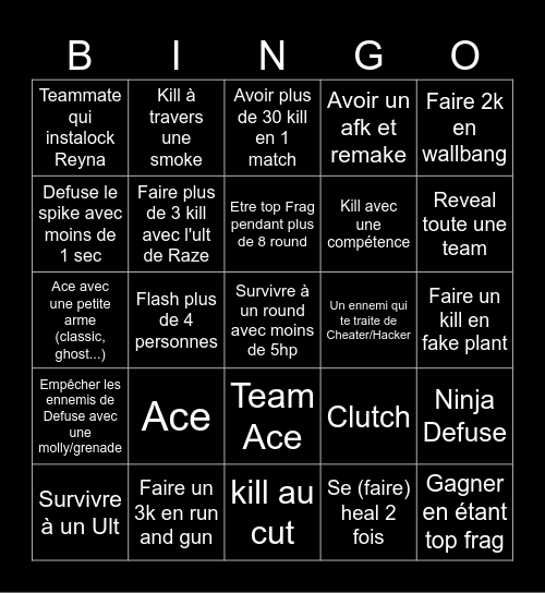 Bingo Valo Bingo Card