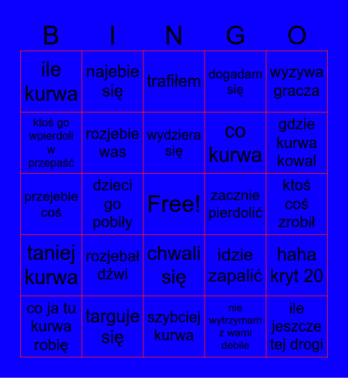 Gryneusz Bingo Card