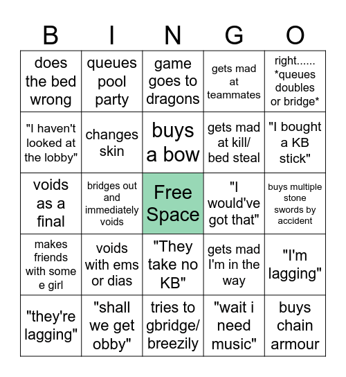 Brad at Bedwars Bingo Card