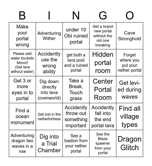 Dragon% Bingo Card