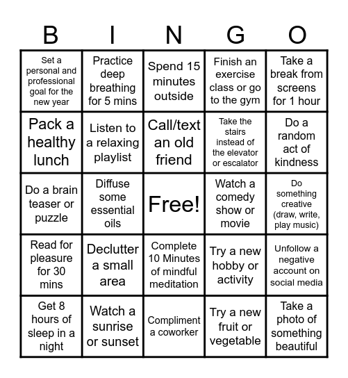 Wellness Bingo - Forward Edge 2024 Bingo Card