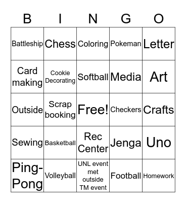 TeamMates Bingo Card