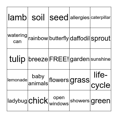 SPRING  BINGO    Bingo Card