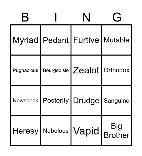 1984 Bingo Card