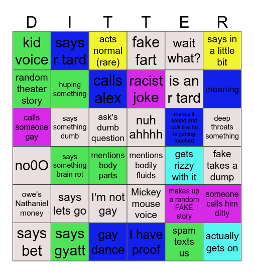 Ditter BINGO Card