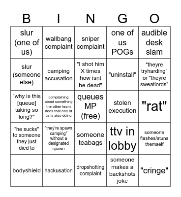 Call of Duty (bo6) Bingo Card