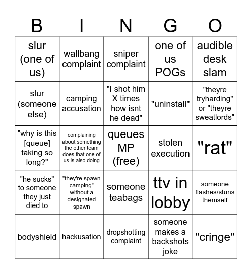 Call of Duty (bo6) Bingo Card