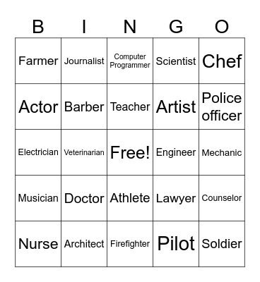 Career Bingo Card