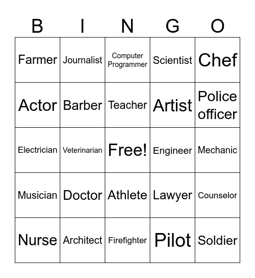 Career Bingo Card