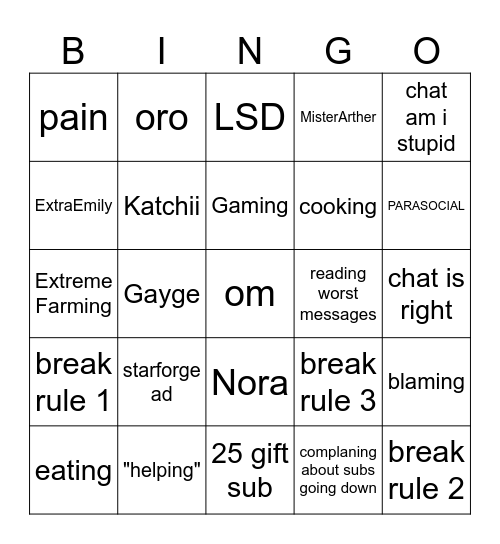 nmplol Bingo Card