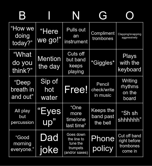 Mr. Good/Band Bingo Card