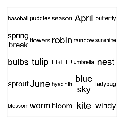 SPRING  BINGO    Bingo Card