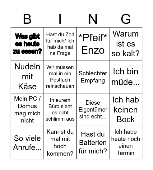 Büro-Bingo Card