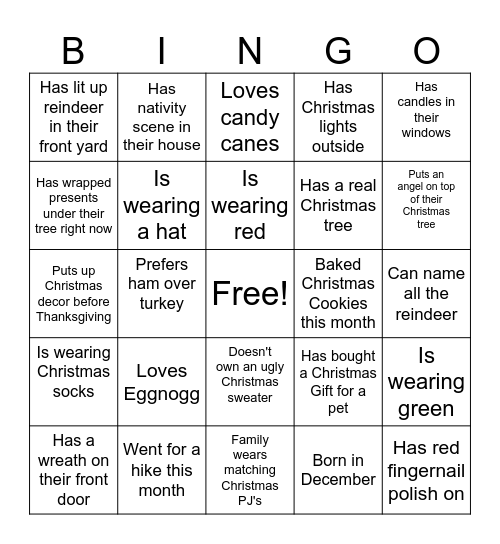 Christmas Bingo Card