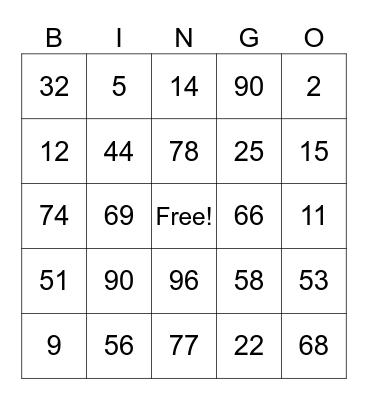Airek's Bingo Multiplication Bingo Card