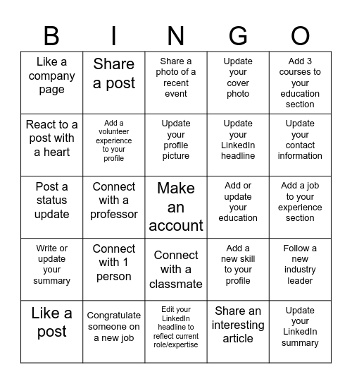 LinkedIn Bingo Card