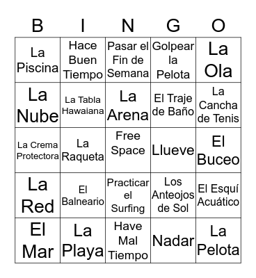 El Verano Bingo Card