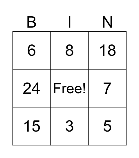 Bennie Bejaard Bingo Card