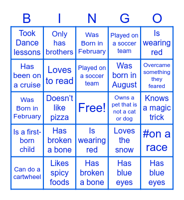 Fun Fact Bingo Card