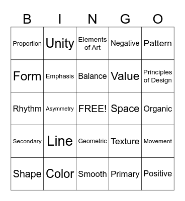 Art Bingo Card