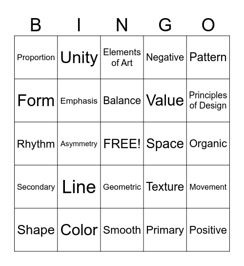 Art Bingo Card