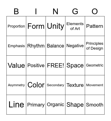 Art Bingo Card