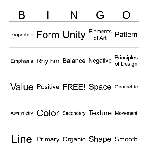 Art Bingo Card