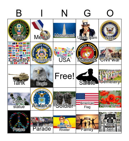 Veterans Bingo Card