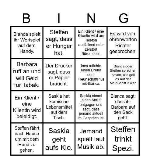 BÜROBINGO HZB Bingo Card