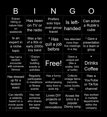 Work Related Bingo! UPM Bingo Card