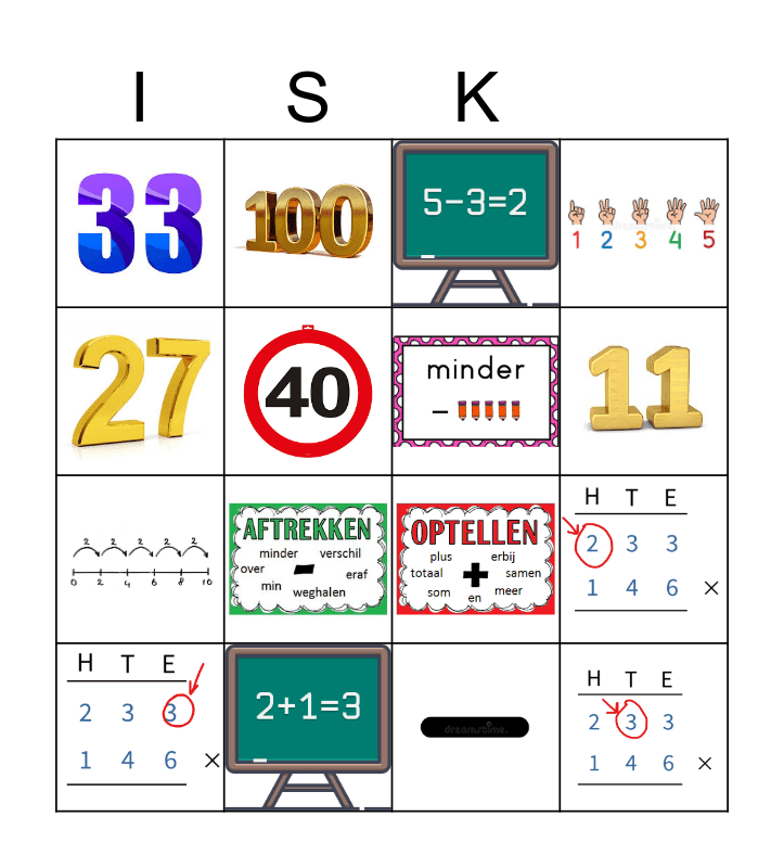 rekentaal bingo Card