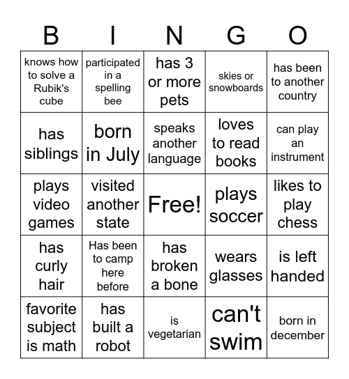 Untitled Bingo Card
