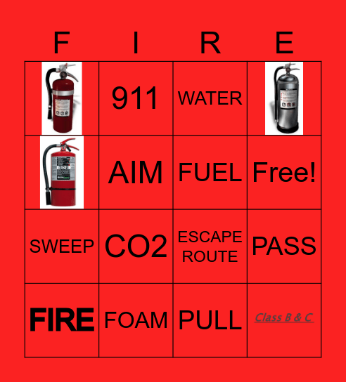 Fire Extinguisher Training Bingo Card