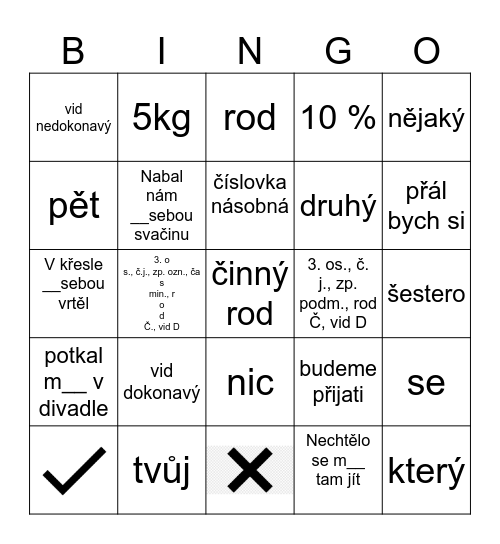 Opakovani Bingo Card