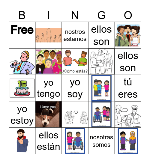 Spanish pronouns Bingo Card